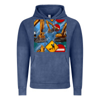 Vintage Denim excavator seamless pattern Vintage Hoodie - BundleAndBundleShop