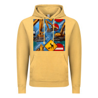 Vintage Mustard excavator seamless pattern Vintage Hoodie - BundleAndBundleShop