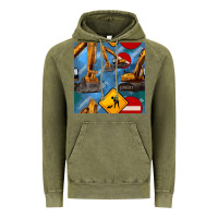 Vintage Olive excavator seamless pattern Vintage Hoodie - BundleAndBundleShop