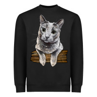 Black Russian Blue Cat Face Heavyweight Sweatshirt - LillyAllenDesigns