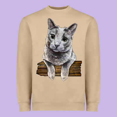 Russian Blue Cat Face Heavyweight Sweatshirt Designed By Lillyallendesigns