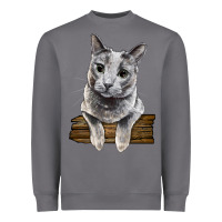 Storm Russian Blue Cat Face Heavyweight Sweatshirt - LillyAllenDesigns