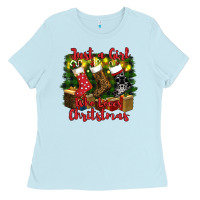 Baby Blue just a girl who loves christmas Ladies Tee - RanaPortraitStore