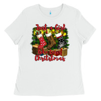 White just a girl who loves christmas Ladies Tee - RanaPortraitStore