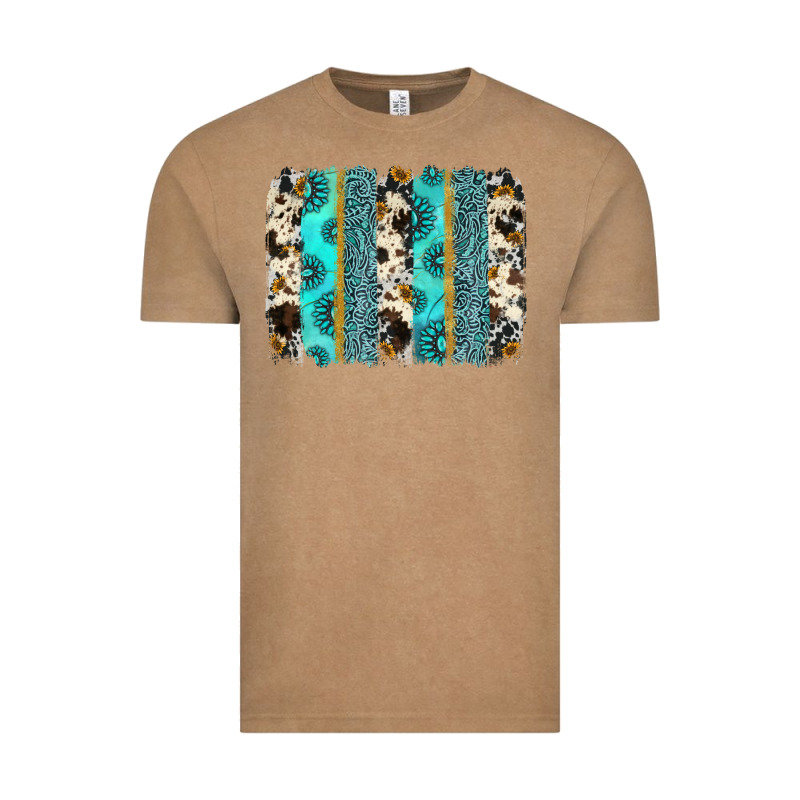Gemstone Sunflower Cowhide Brushstroke Vintage Tee by AdoDesignShop | Teevron