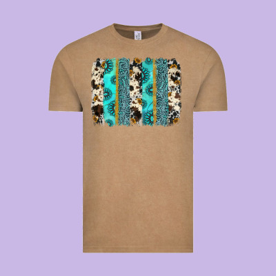 Gemstone Sunflower Cowhide Brushstroke Vintage Tee Designed By Adodesignshop