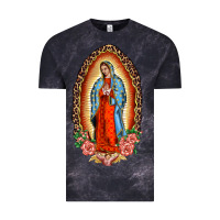 Cloud Black our lady of guadalupe leopard and roses Vintage Tee - BarkalooDesign