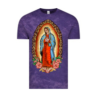 Cloud Purple our lady of guadalupe leopard and roses Vintage Tee - BarkalooDesign