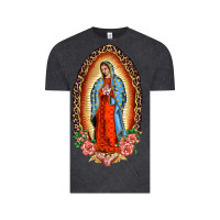 Vintage Black our lady of guadalupe leopard and roses Vintage Tee - BarkalooDesign