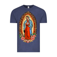 Vintage Denim our lady of guadalupe leopard and roses Vintage Tee - BarkalooDesign