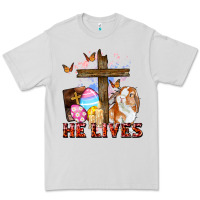 Dove Grey He lives Easter Day Premium Tee - CowGirlArtShop