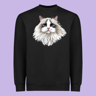 Ragdoll Face Cat Heavyweight Sweatshirt Designed By Lillyallendesigns