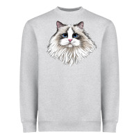 Heather Grey Ragdoll Face Cat Heavyweight Sweatshirt - LillyAllenDesigns