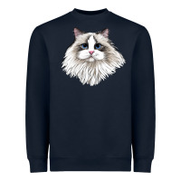 Navy Ragdoll Face Cat Heavyweight Sweatshirt - LillyAllenDesigns