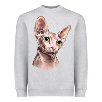 Heather Grey Sphynx Cat Heavyweight Sweatshirt - LillyAllenDesigns