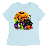 Baby Blue halloween monster truck Ladies Tee - Zillion Design Studio