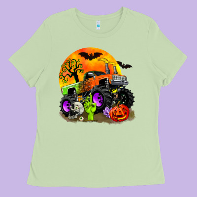 Halloween Monster Truck Ladies Tee Designed By Zillion Design Studio