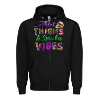 Black thick thighs and spooky vibes Zipper Hoodie - BundleAndBundleShop