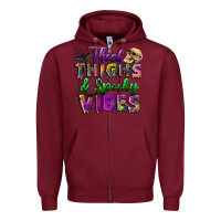 Burgundy thick thighs and spooky vibes Zipper Hoodie - BundleAndBundleShop
