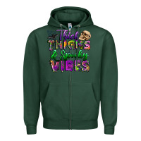 Sports Green thick thighs and spooky vibes Zipper Hoodie - BundleAndBundleShop