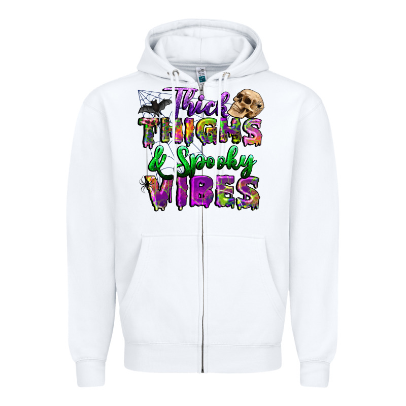 Thick Thighs And Spooky Vibes Zipper Hoodie by BundleAndBundleShop | Teevron