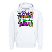 White thick thighs and spooky vibes Zipper Hoodie - BundleAndBundleShop