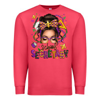 Cardinal mardi gras school secretary caucasian messy bun Premium Sweatshirt - texasbilliewilder