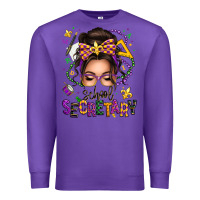 Purple mardi gras school secretary caucasian messy bun Premium Sweatshirt - texasbilliewilder
