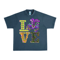 Midnight Navy mardi gras love mask Urban Heavy Tee - BarkalooDesign