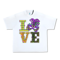 White mardi gras love mask Urban Heavy Tee - BarkalooDesign