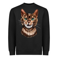 Black Bengal Cat Face Heavyweight Sweatshirt - LillyAllenDesigns