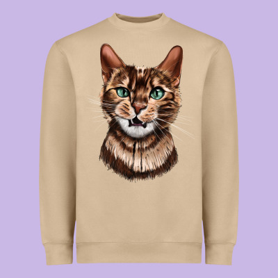 Bengal Cat Face Heavyweight Sweatshirt Designed By Lillyallendesigns