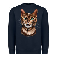 Navy Bengal Cat Face Heavyweight Sweatshirt - LillyAllenDesigns