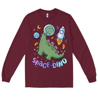 Burgundy space dino Long Sleeve Tee - MaliasSmallBusiness