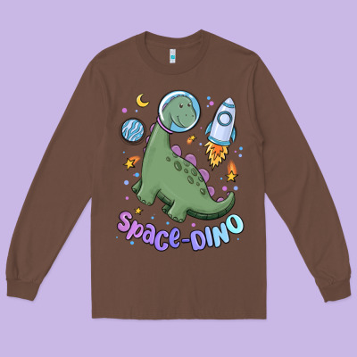 Space Dino Long Sleeve Tee Designed By Maliassmallbusiness