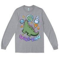 Heather Grey space dino Long Sleeve Tee - MaliasSmallBusiness