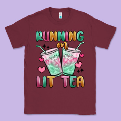 Running On Lit Tea Classic Tee Designed By Maliassmallbusiness