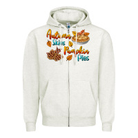 Oatmeal Heather Autumn Skies Pumpkin Pies Zipper Hoodie - BundleAndBundleShop