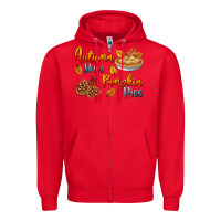 Red Autumn Skies Pumpkin Pies Zipper Hoodie - BundleAndBundleShop