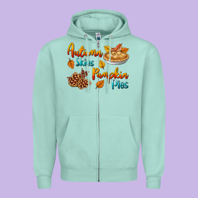 Autumn Skies Pumpkin Pies Zipper Hoodie Designed By Bundleandbundleshop