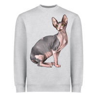 Heather Grey Sphynx Cat Heavyweight Sweatshirt - LillyAllenDesigns