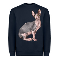 Navy Sphynx Cat Heavyweight Sweatshirt - LillyAllenDesigns