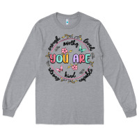 Heather Grey you are enough Long Sleeve Tee - MaliasSmallBusiness