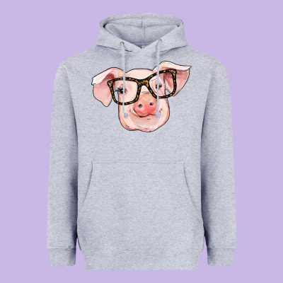 Pig With Glasses Heavyweight Hoodie Designed By Ranaportraitstore