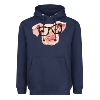 Navy pig with glasses Heavyweight Hoodie - RanaPortraitStore