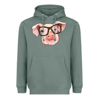 Sage pig with glasses Heavyweight Hoodie - RanaPortraitStore