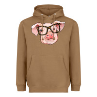 Toasted Coconut pig with glasses Heavyweight Hoodie - RanaPortraitStore