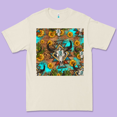 Aztec Bull Skull Seamless Pattern Premium Tee Designed By Hra Design Shop