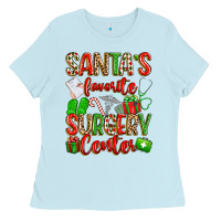 Baby Blue Santa's Favorite Surgery Center png sublimation de Ladies Tee - texasbilliewilder
