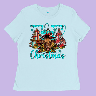 Merry Christmas Ladies Tee Designed By Jahusdesignshop
